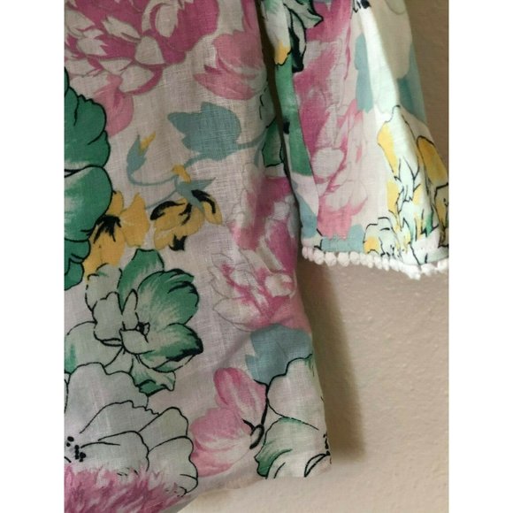 Charter Club Luxury Linen Tunic Blouse Lace XS Extra Small Boho Lagenlook Floral - Picture 5 of 7